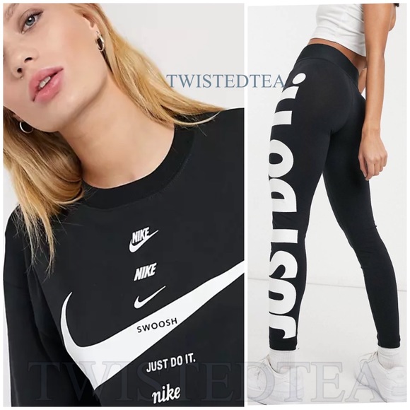 Nike Pants - NWT 2 pc L Nike swoosh matching Just do it T-shirt leggings set womens large